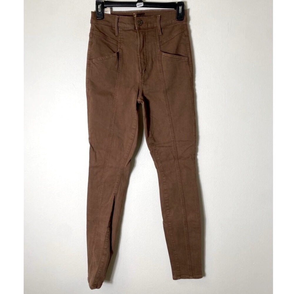 MOTHER hi rise “Seamed Swooner Skimp” jeans; brown front seam slim pirate pants!